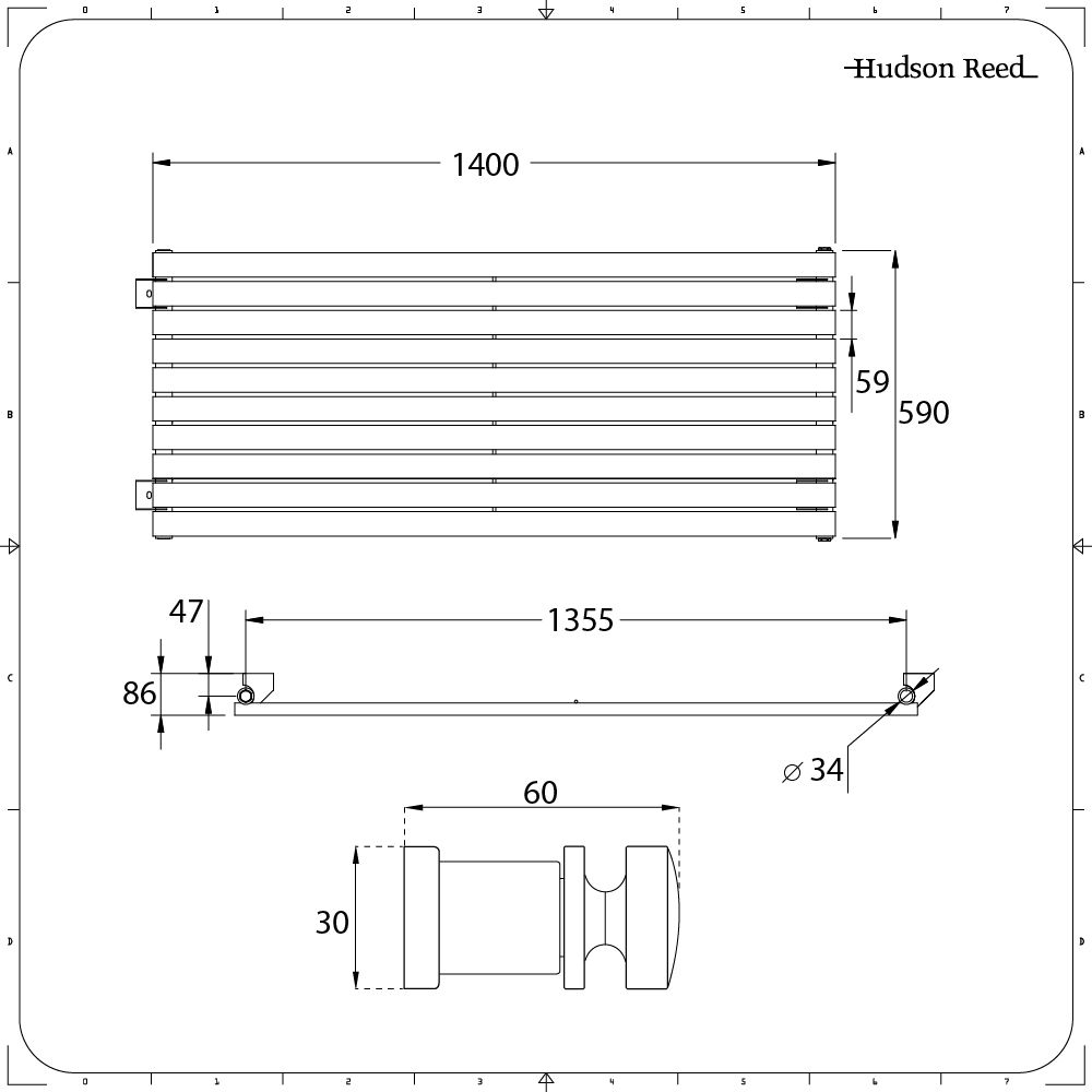 Design Radiator CV Horizontaal (Enkel Paneel) Modern 59cm x 140cm ...