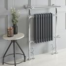 Handdoekradiator Dual Fuel / Hybride Klassiek Antraciet  met Overhangend Handdoekrek 62 x 93cm  Optionele Wifi Thermostaat en Kabelafdekking | Elizabeth