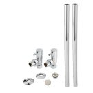 Minimalistische Haakse Radiatorkranen en Radiatorbuizen - Chromen