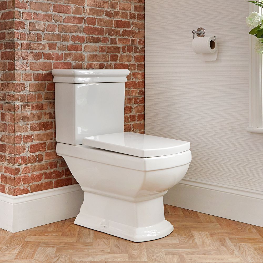 Duoblok Toilet Keramisch Klassiek Vierkant Wit met Stortbak en Soft-close WC -Bril Chester