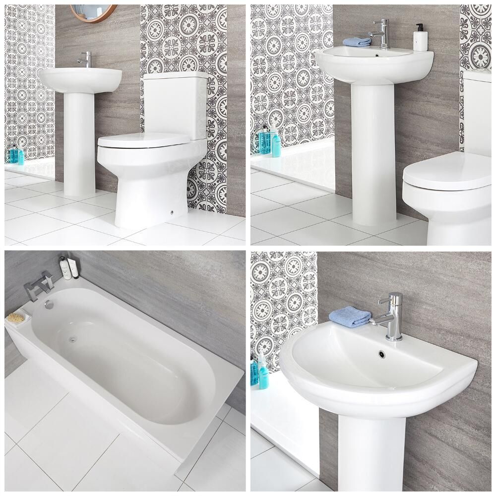 Groet Reinig de vloer type Badkamerset - Duoblok Toilet, Wastafel met Zuil en Bad Wit | Covelly