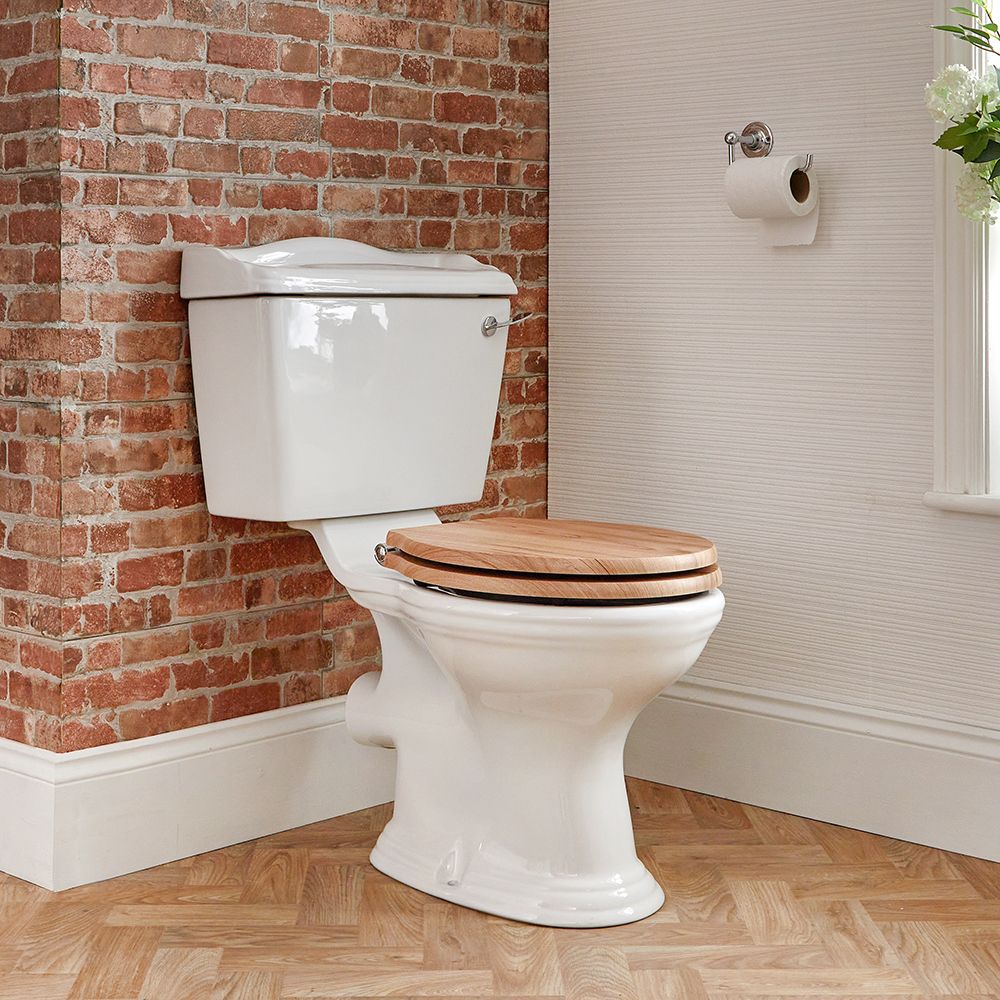 niet nul Kalmte Duoblok Toilet Keramisch Klassiek Wit met Stortbak en Warm Eiken WC-Bril |  Ryther