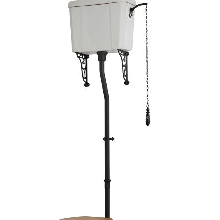 Valpijp, Toilet Trekker met Ketting en Muursteunen voor Hooghangend Reservoir - Zwart | Elizabeth