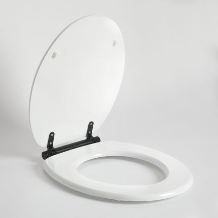 Softclose Toiletzitting Wit Klassiek met Zwarte Scharnieren - Richmond