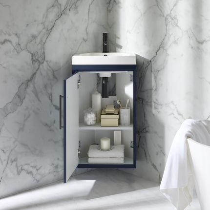 Hangend Wastafelmeubel 45cm Modern Hoekinstallatie met Wastafel | Keuze Afwerking en Meubelgreep | Edge