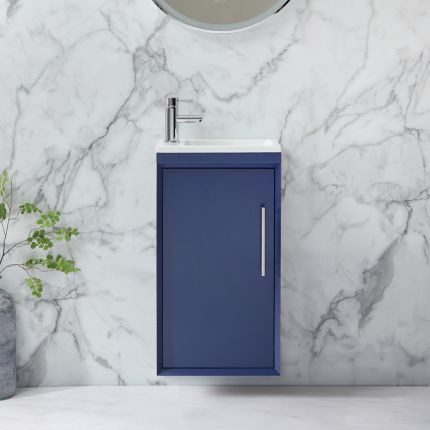 Hangend Wastafelmeubel 40cm Modern met Wastafel | Keuze Afwerkingen en Meubelegrepen | Edge