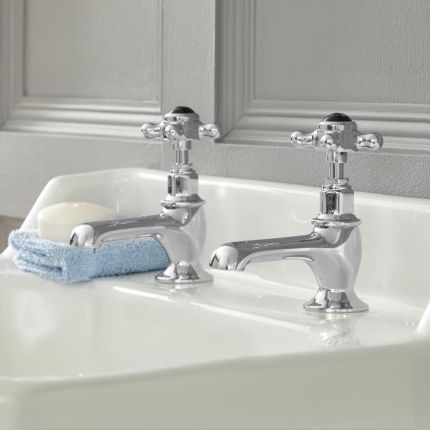 Hudson Reed Elizabeth - Wastafelkranen 2-Gats met Kruisgrepen Klassiek - Chroom en Zwart