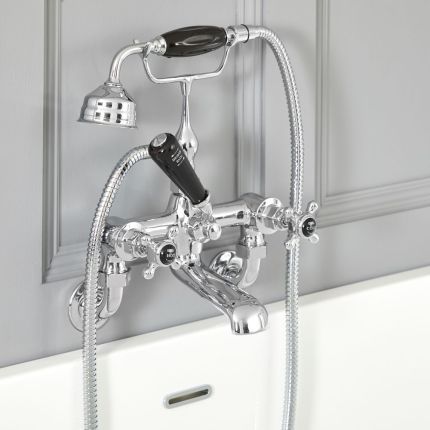Hudson Reed Elizabeth - Badmengkraan Wandmontage Klassiek met Kruisgrepen & Handdouche - Keuze Afwerking
