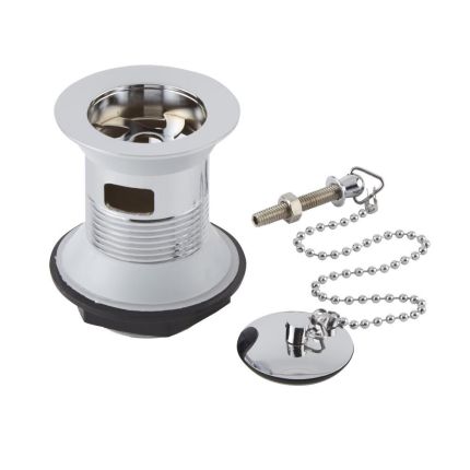 Afvoerplug Klassiek voor Wastafel met Overloop Inclusief Stop met Ketting | Keuze Afwerking