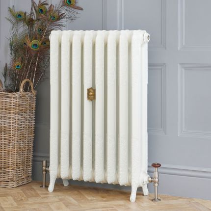 Gietijzeren Radiator Met Bloemenmotief 2 Koloms Porseleinwit H. 51cm x Kies De Breedte| Charlotte