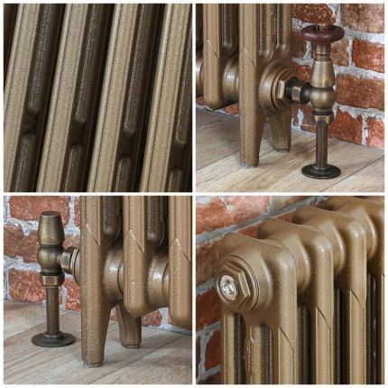 Gietijzeren Radiator 3-Koloms 76cm Hoog Gebrand Goud | Kies de Breedte | Mercury