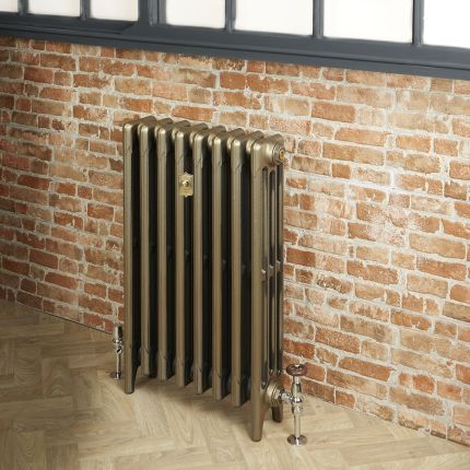Gietijzeren Radiator 4 Kolommen 56cm Hoog Natuurlijk Messing | Kies de Breedte | Mercury