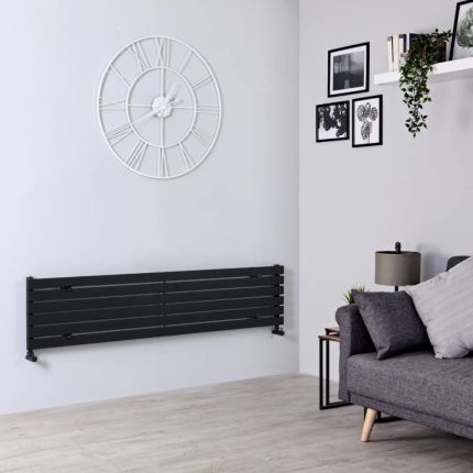  Design Radiator Horizontaal Vlak Enkel Paneel 160cm x  35,4cm - Zwart | Sloane