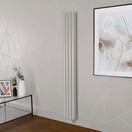 Design Radiator Elektrisch Verticaal 63,5cm Hoog Wit (Pearl White) | Keuze Afmeting en Opties voor Thermostaat en Kabelafdekking | Revive