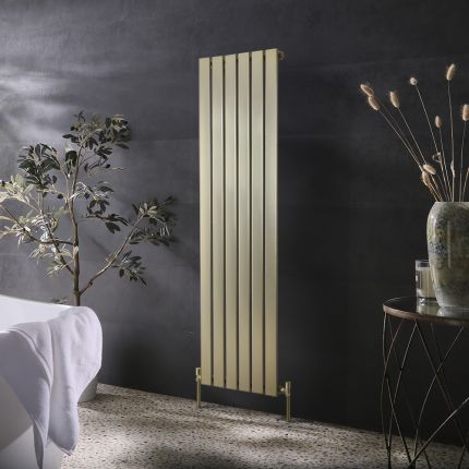 Design Radiator Verticaal 160cm x 45cm Vlak Paneel Ontwerp - Satijn Goud | Delta