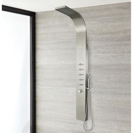 Douchepaneel 5-Weg Thermostatisch met Waterval- en Regenvaleffect Douchekop, Handdouche en 2 x Zijdouches Chroom | Niagara