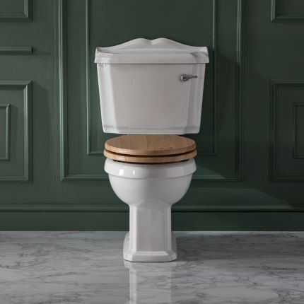 Duoblok Toilet Keramisch Klassiek Wit en Warm Eiken WC-Bril | Windsor
