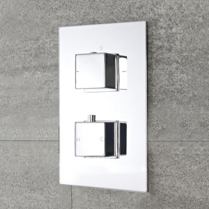 Thermostaatkraan Inbouw 2-Uitgangen met Waterval Badvuller en Handdouche Chroom | Kubix