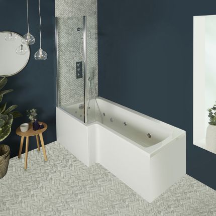 Whirlpool Vierkant Spa Douchebad met Badwand - Keuze Water- en Luchtjets, Afmetingen en Panelen | Sandford