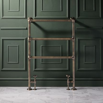 Handdoekradiator CV Klassiek 96,6cm x 67,3cm - Donker Geborsteld Messing | Countess