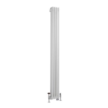 Kolomradiator Verticaal Dual Fuel / Hybride Klassiek Wit 20cm  x 180cm Keuze Radiatorkranen en Wi-Fi Thermostaat | Windsor