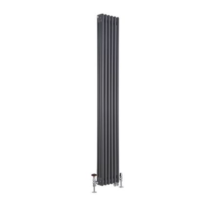 Kolomradiator Verticaal Dual Fuel / Hybride Klassiek Antraciet 29cm  x 180cm Keuze Radiatorkranen en Wi-Fi Thermostaat | Windsor