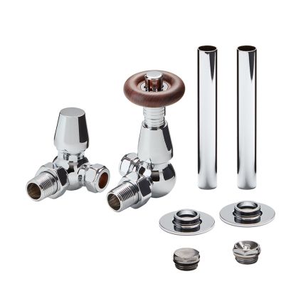 Radiatorkranen Thermostatisch Haaks Verkeerd Klassiek met Afdekbuizen | Keuze Afwerking | Windsor