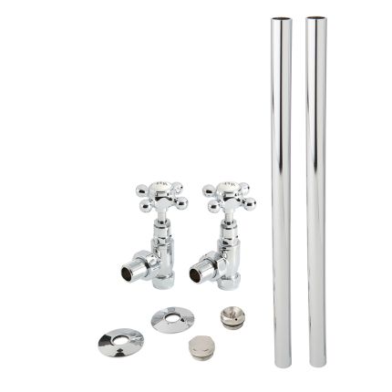 Klassieke Haakse Radiatorkranen en Radiatorbuizen - Chromen