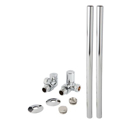 Moderne Verkeerd Haakse Radiatorkranen en Radiatorbuizen - Chromen