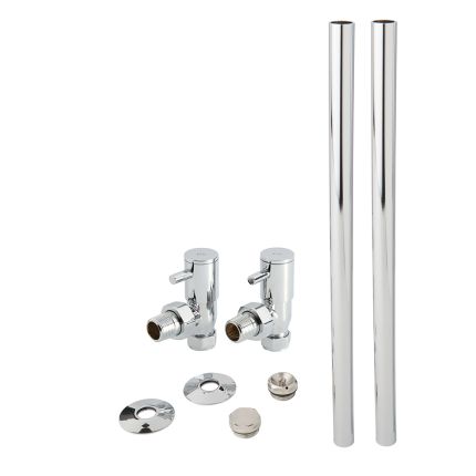 Minimalistische Haakse Radiatorkranen en Radiatorbuizen - Chromen