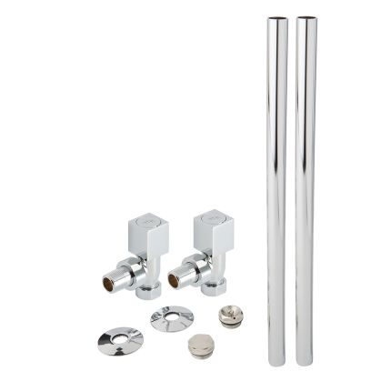 Vierkante Design Haakse Radiatorkranen en Radiatorbuizen - Chromen