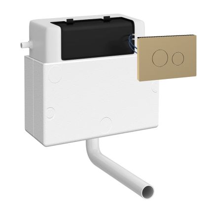 Stortbak Inbouw Pneumatisch met Zij-Inlaat en Geborsteld Messing Vierkant Bedieningspaneel