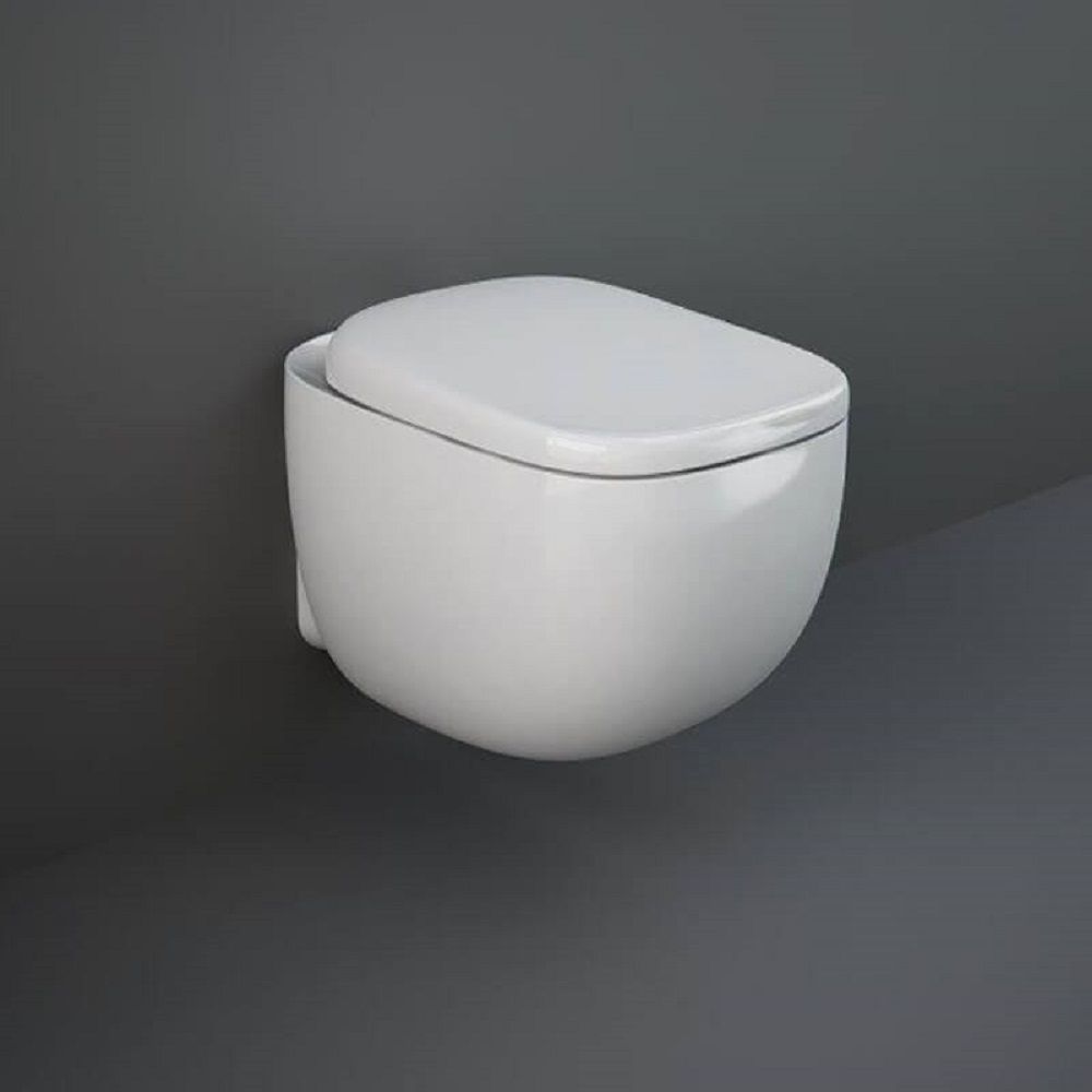 Randloos Toilet Hangend Modern met Softclose Toiletzitting Glanzend Wit | RAK Illusion x Hudson Reed