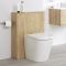 Toilet Staand Keramisch Wit met Stortbak en Ombouw Goud Eiken | Newington