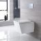 Toilet Hangend Keramisch Vierkant Wit met Stortbak en Hoog Muurframe | Keuze Spoelknop | Halwell