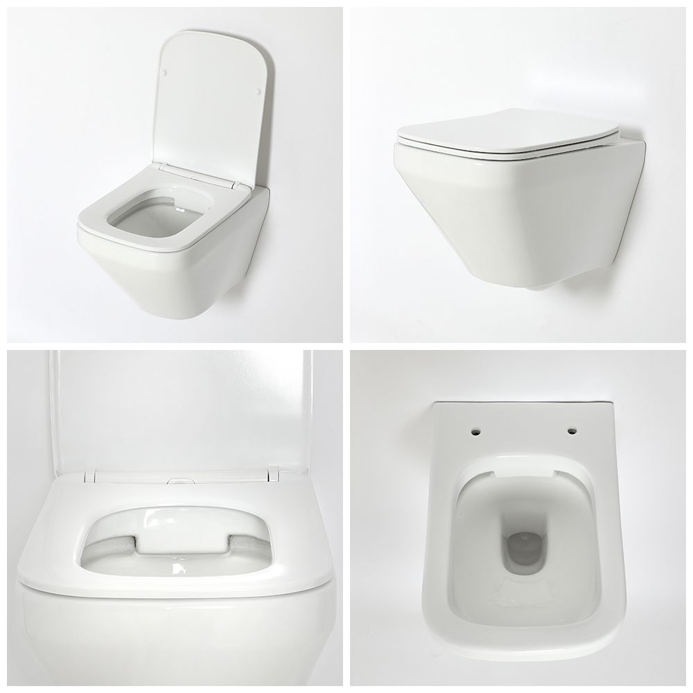 Toilet Hangend Randloos Vierkant Modern Wit Softclose WC-bril Exton