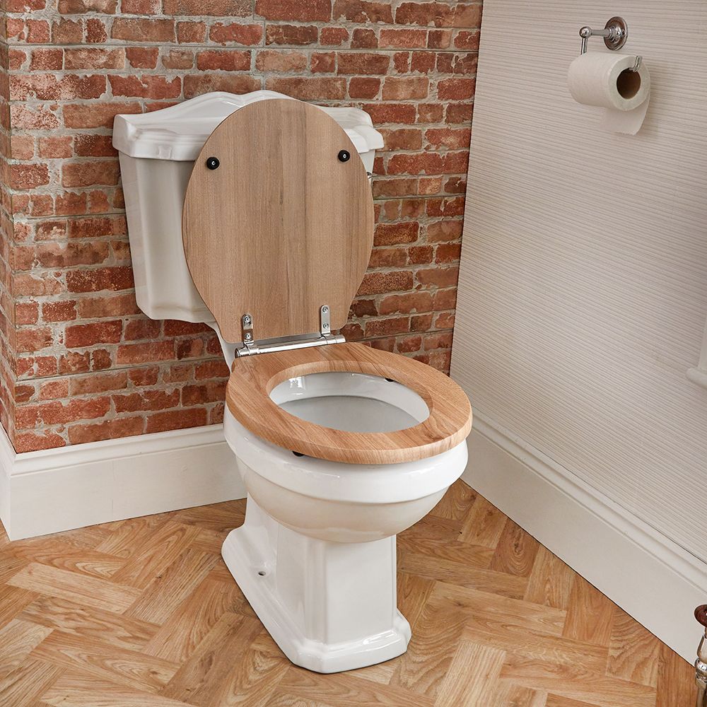 paars dienblad binnenkort Duoblok Toilet Keramisch Klassiek Wit en Warm Eiken WC-Bril | Oxford