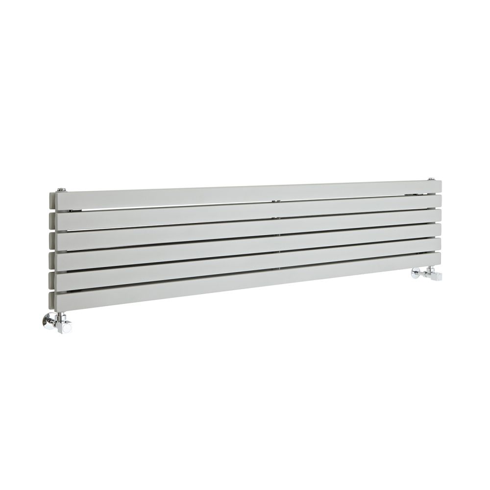 Design Radiator Horizontaal Vlak Dubbel Paneel 160cm x 35,4cm - Zilver | Sloane