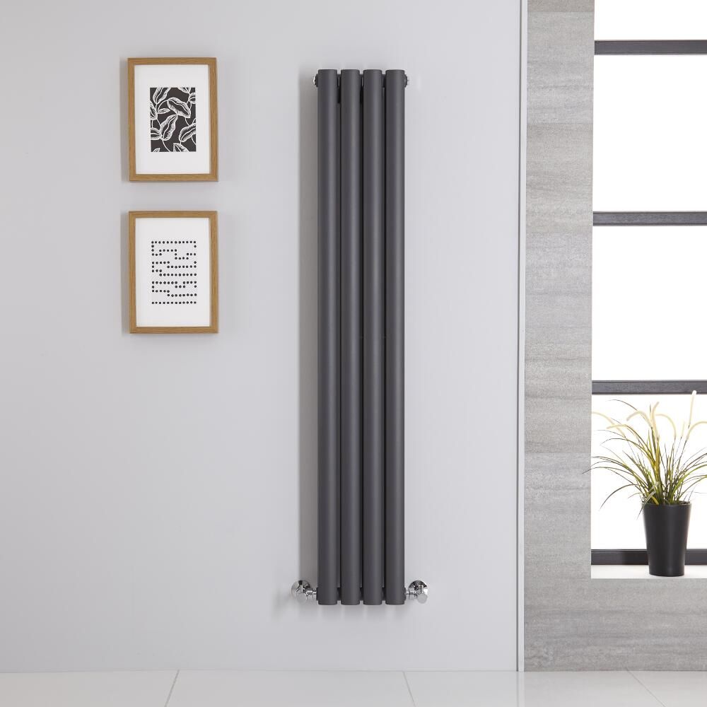 Verticale Design Radiator Dubbel Paneel 140cm x 23,6cm - Antraciet | Revive