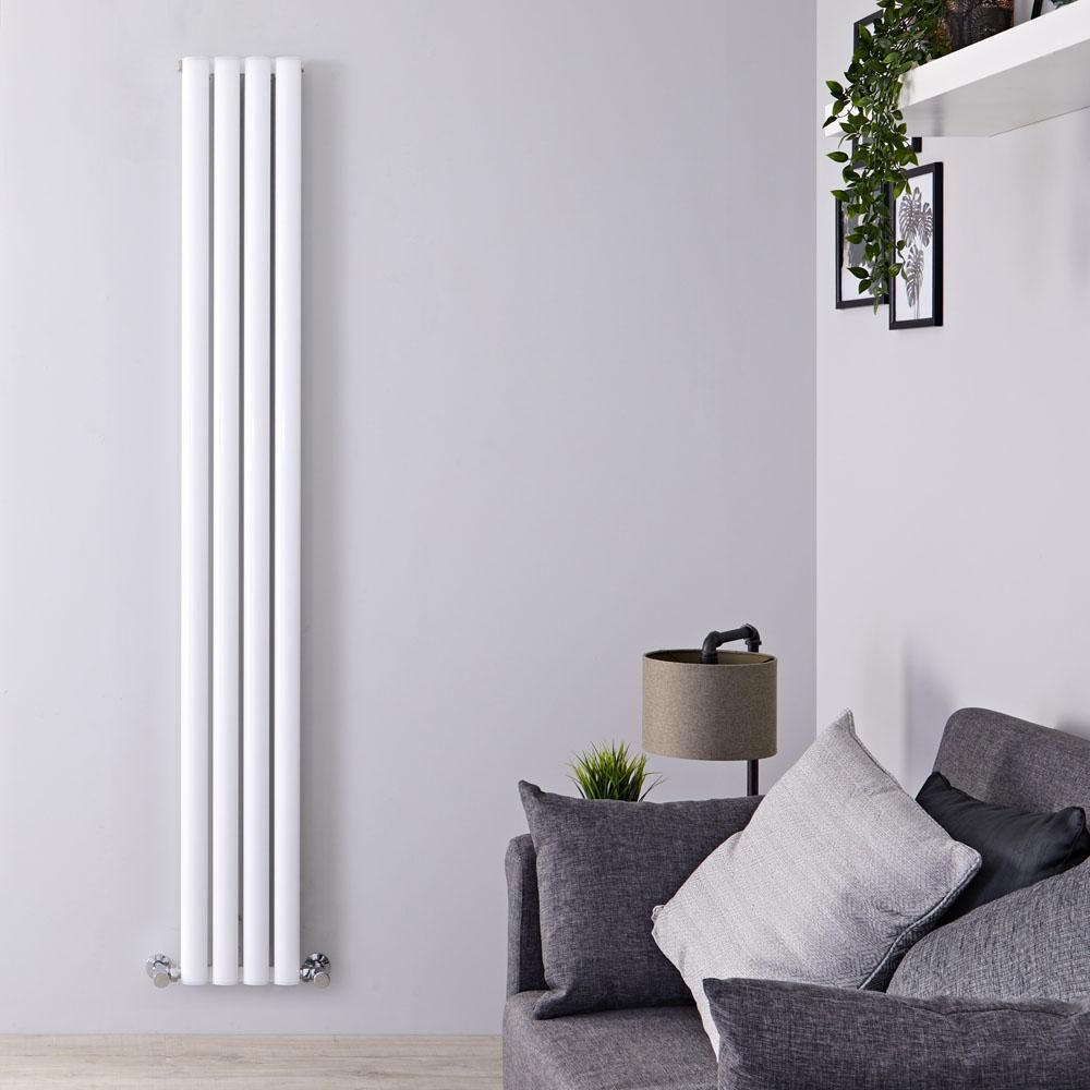 Hudson Reed Revive - Verticale Aluminium Designradiator Dubbellaags (180cm x 23cm) – Wit