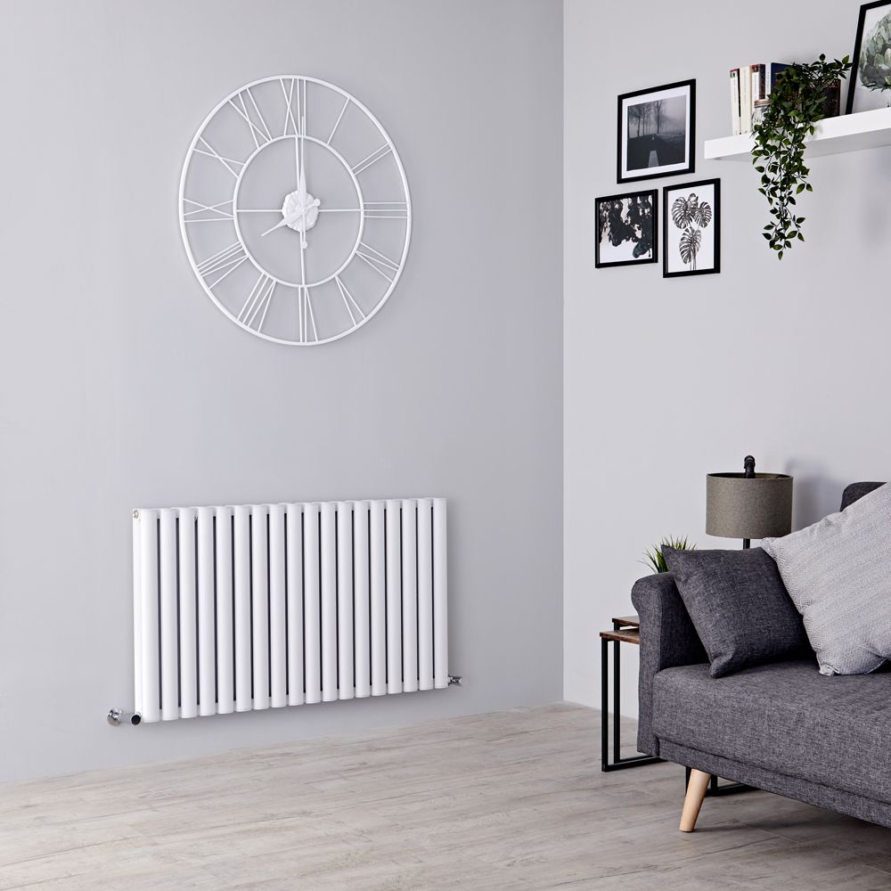 Design Radiator Wit Horizontale Aluminium DubbelPaneel 107cm x 60cm |Revive Air