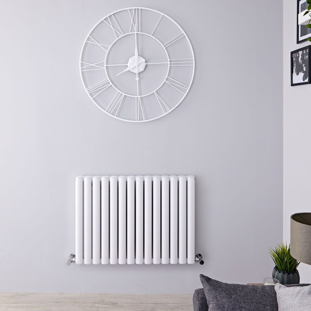Design Radiator Wit Horizontale Aluminium DubbelPaneel 83cm x 60cm |Revive Air
