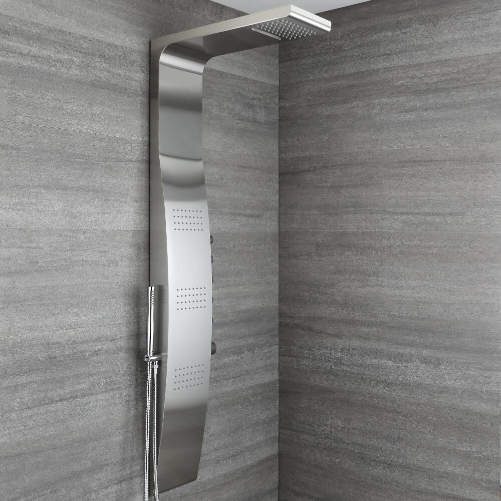 Douchepaneel 5-Weg Thermostatisch met Waterval- en Regenvaleffect Douchekop, Handdouche en 3 x Zijdouches Chroom | Select