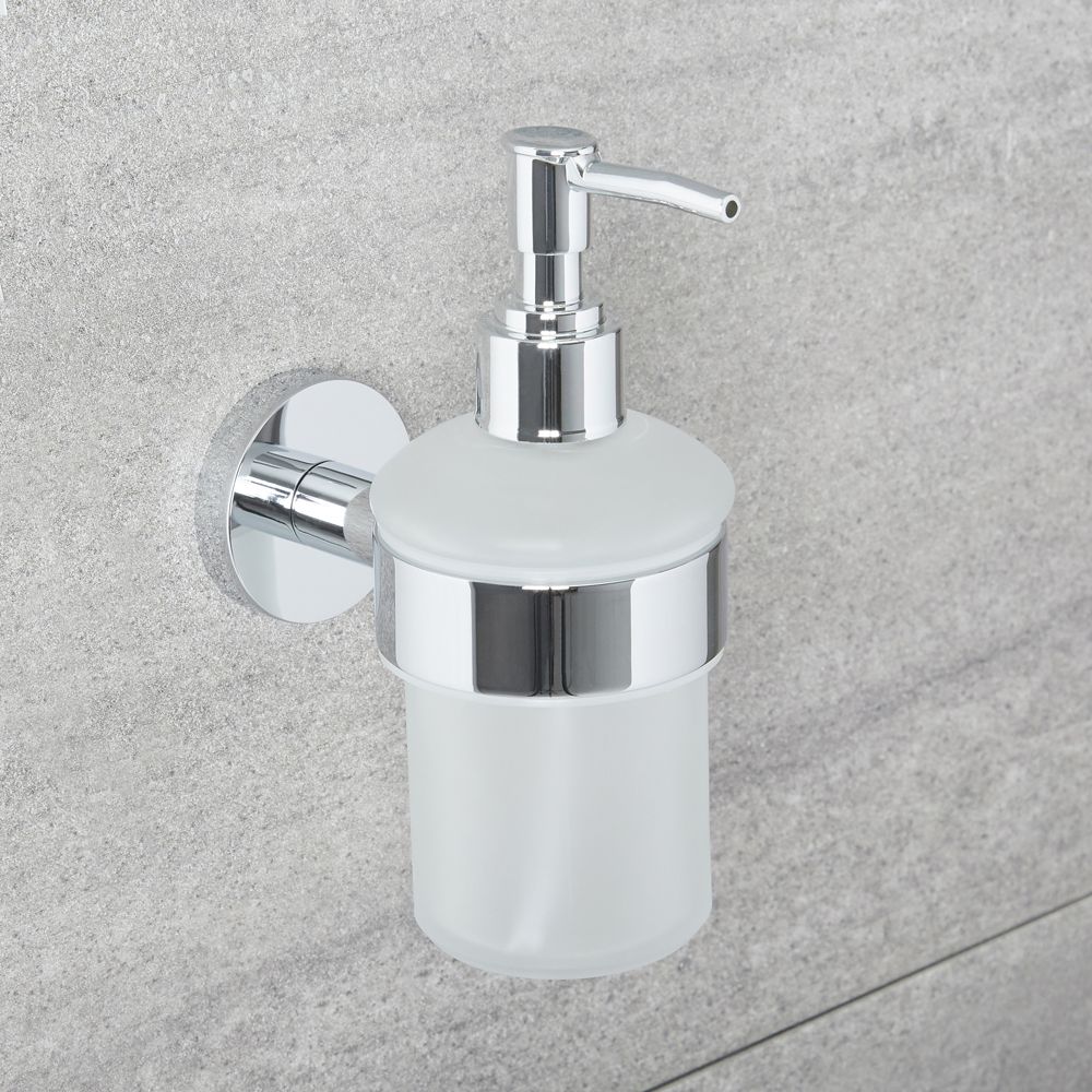 Zeepdispenser Modern Muurgemonteerd Matglas en Chroom | Como