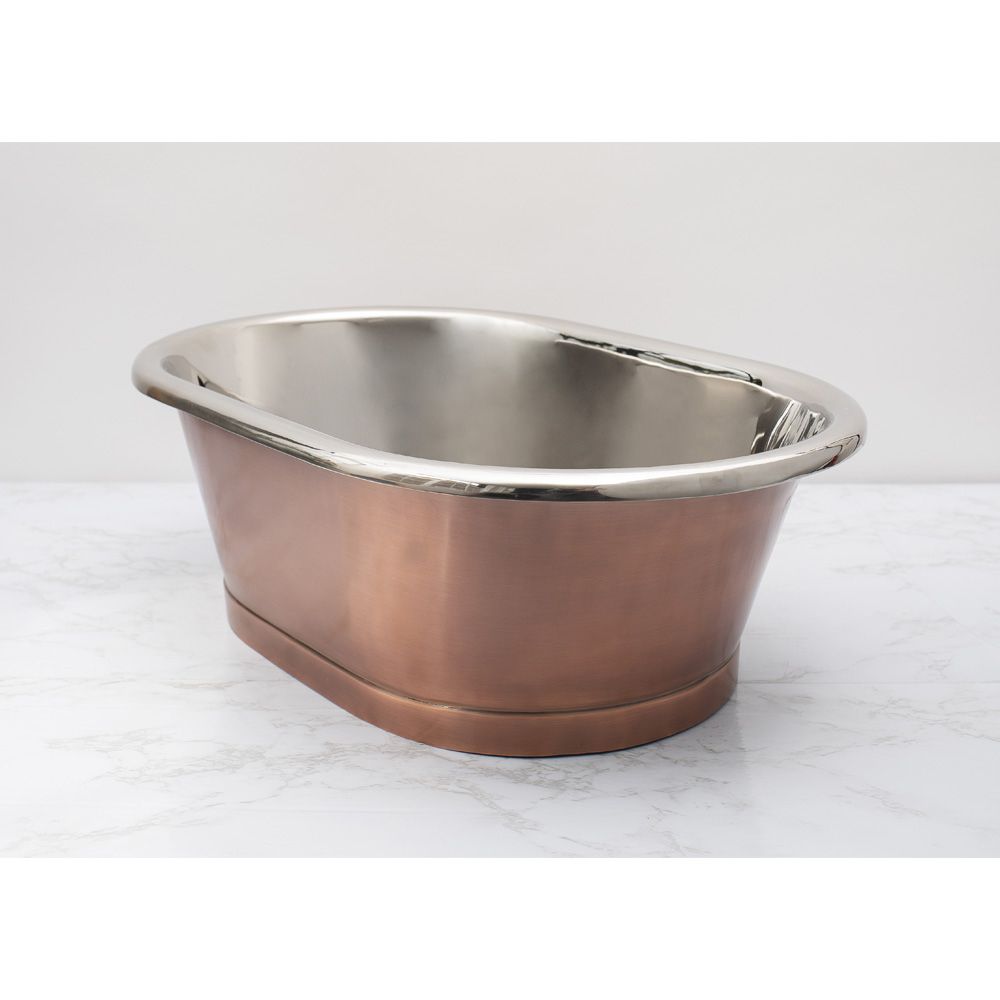 Koperen Opzetwastafel Klassiek 53cm x 34,5cm - Nikkel Afwerking