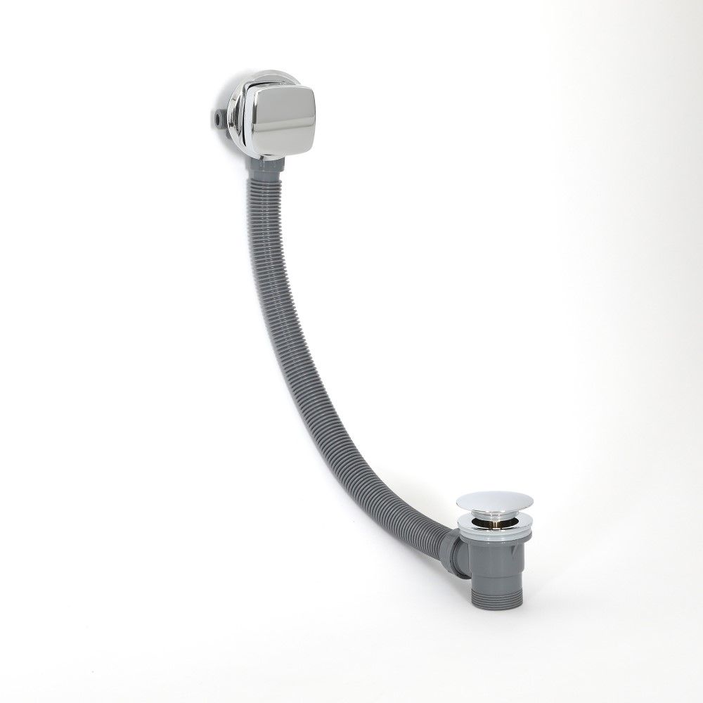 Badvuller en Overloop Combinatie met Pop-up Afvoerplug Modern - Chroom | Kubix