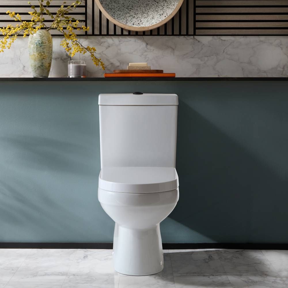 Duoblok Toilet - Achter Onder (AO) Aansluiting - Modern met Soft-Close Toiletzitting | Keuze Afwerking Spoelknop | Covelly