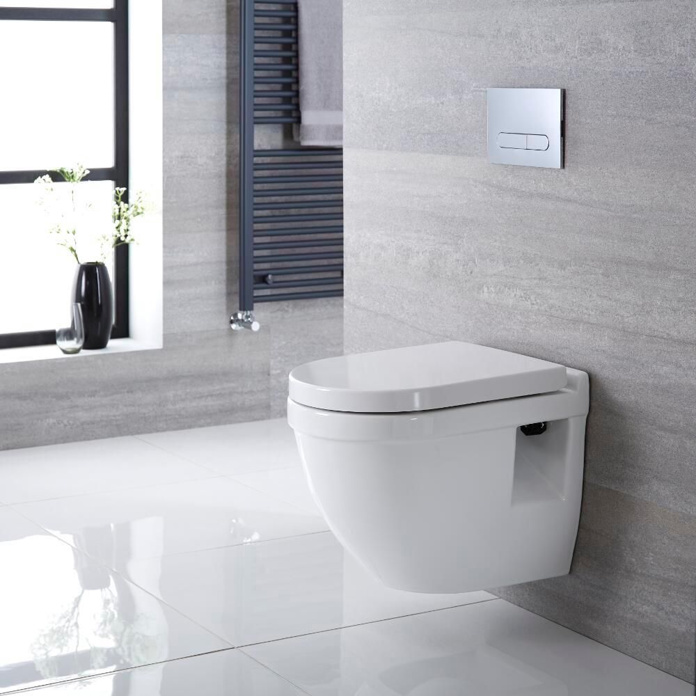 Toilet Hangend Keramisch met Soft-Close WC-Bril Wit | Belstone