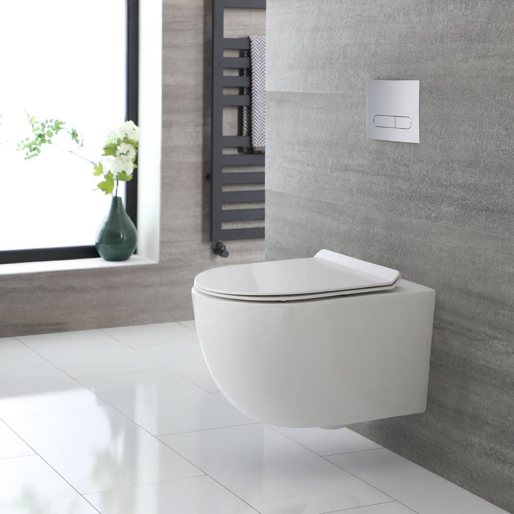 Toilet Hangend Randloos Rond Modern Wit met Softclose WC-bril | Otterton