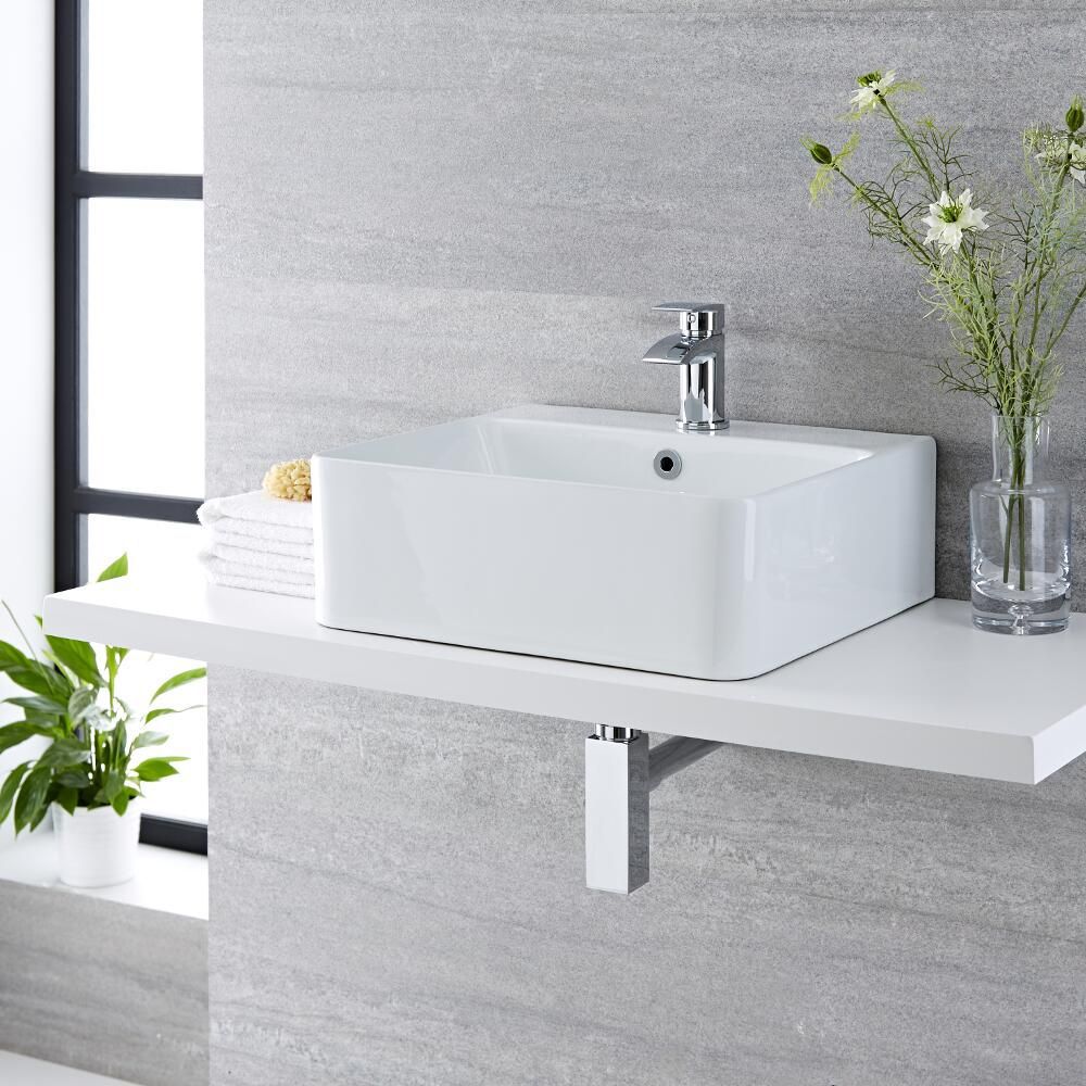 Elza Premium Ovaal Wastafel, Wit, 40.5 x 33 x 14 cm, Modern, Gepolijst, Vrijstaand, Keramiek